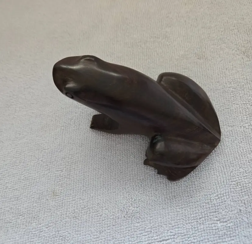 Hand Carved Iron Wood Frog Figurine