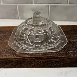1940s Federal Glass Clear Glass Butter Dish Columbia Pattern