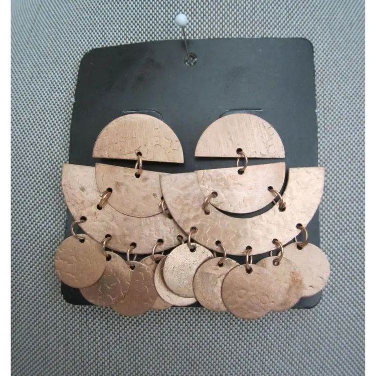 Vintage Southwestern Half Moon Copper Earrings #22