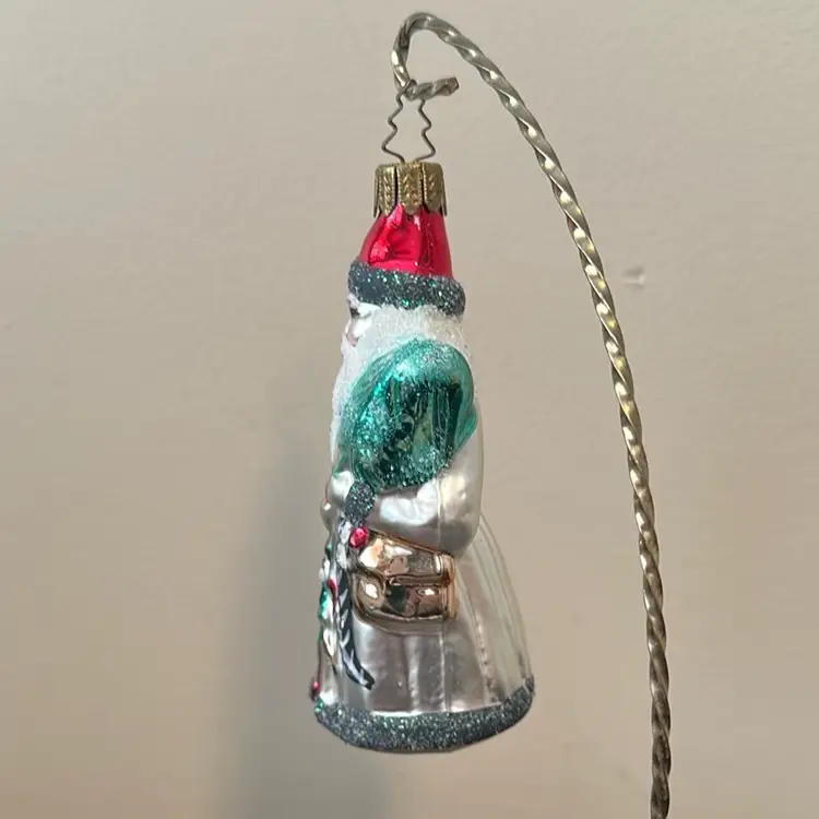 Silver Santa Ornament