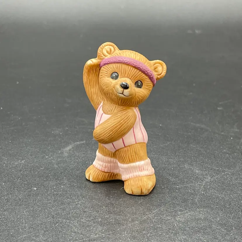 Homco #1448 Workout Jazzercise Bear Figurine Headband Legwarmers VTG Ceramic