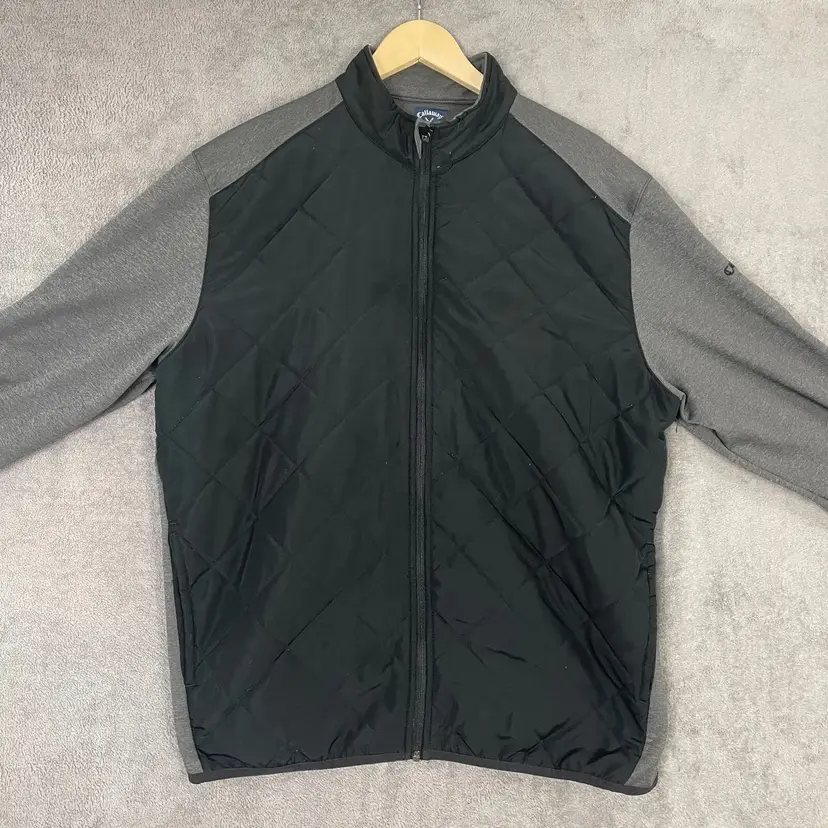 Callaway Weather Jacket Men's XL Black Gray Medium Wash Long Sleeve Full Zip 1648