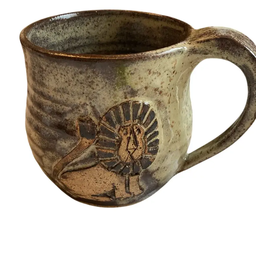 Pottery Mug With A Lion