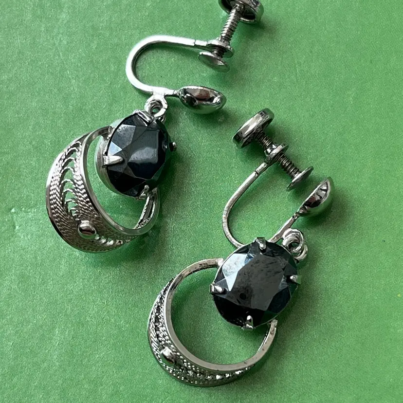 Vintage Sterling Silver Sorrento Filigree Screwback Earrings