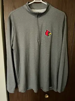 Antigua Men's XL Louisville Cardinals Quarter Zip Pullover Gray Long Sleeve