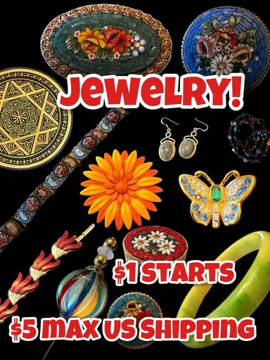 Jewelry!! Micro Mosaics, Bakelite, Thermoset, Enamel!