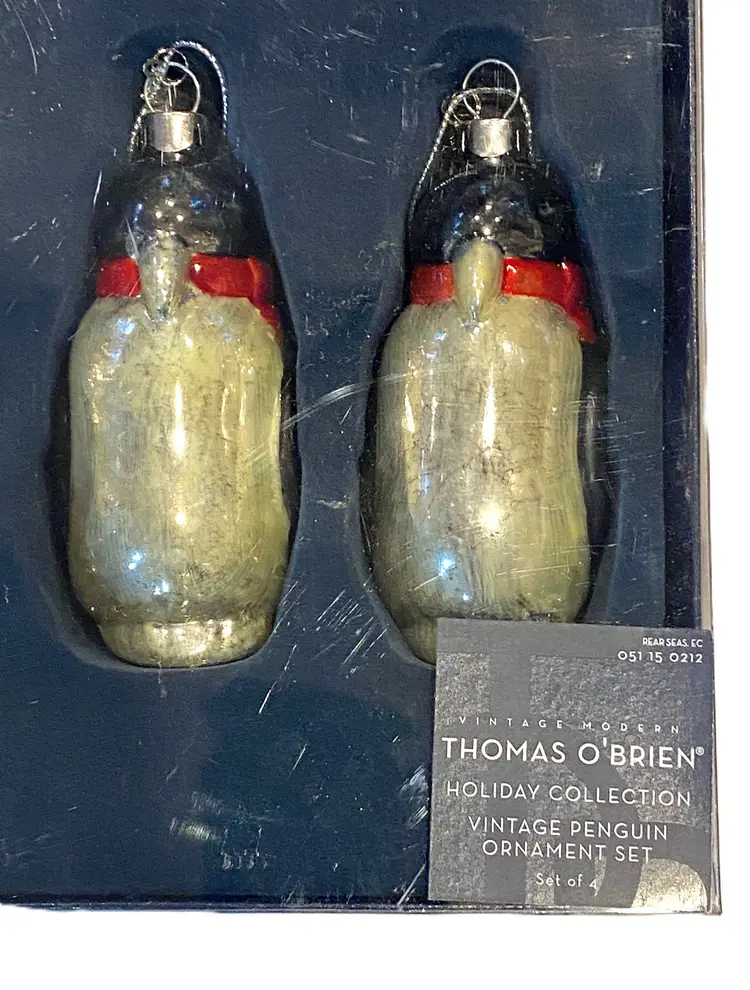 *NIB* Thomas O'Brien Set of 4 Holiday Collection 2006 Vintage Penguin Ornaments
