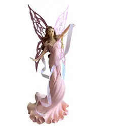444. Gorgeous “Believe “ The Hamilton Collection, Thomas Kinkade "Wings of Hope" Collection, featuring a pink-clad Fairies 🧚 Holding A Beautiful Pink Ribbon 🎀