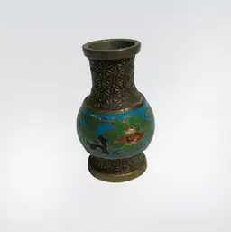 Japanese bronze vase featuring cloisonné