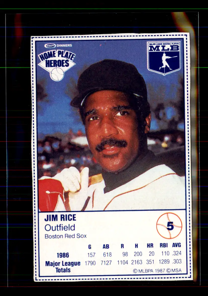 Jim Rice 1987 Kraft General Foods Home Plate Heroes #5 - (pk1c) - Boston Red Sox