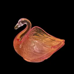 Fenton Pink Swan Candy Bowl 3 3/4 X 3 X 4 3/4 Inches