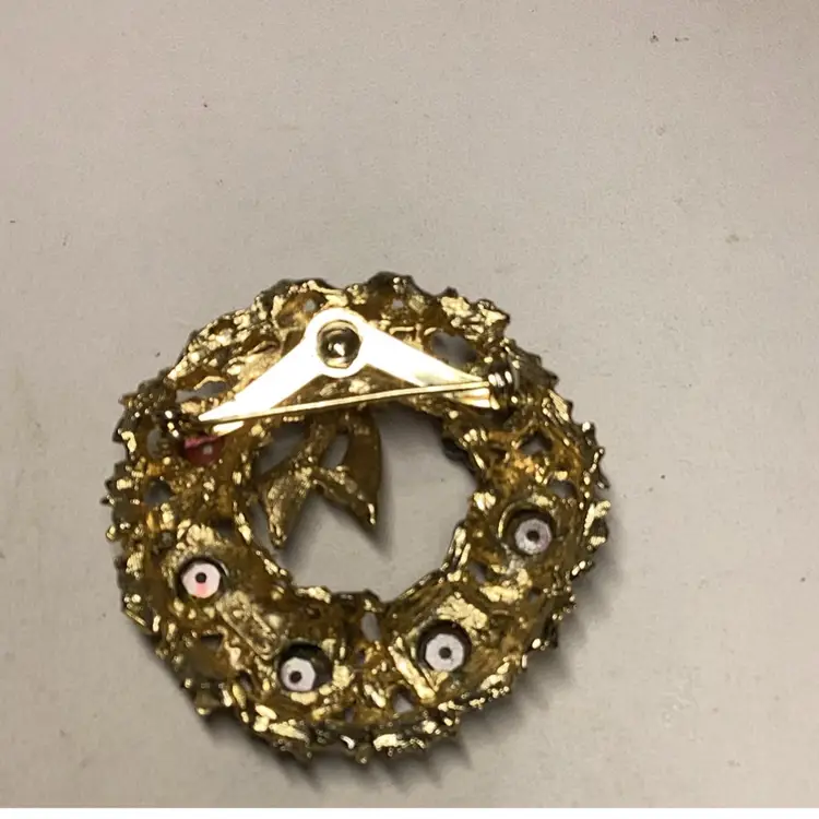 AB Crystals Goldtone Brooch 1.5” - Signed LJM