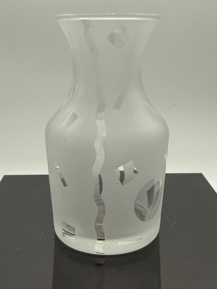 Robert McCandless Geometric Frosted Art Glass Mini Vase Signed