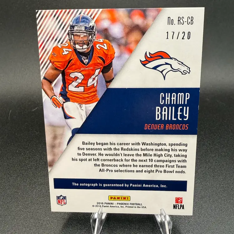 Champ Bailey Autograph #17/20 2016 Phoenix Denver Broncos