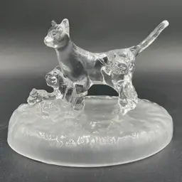 French Crystal Mother Cat And Kittens Cristal D’Arques