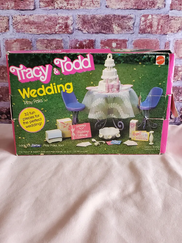 Vintage 1983 Mattel Tracy & Todd Wedding Play Paks Set, No. 4936. NOS