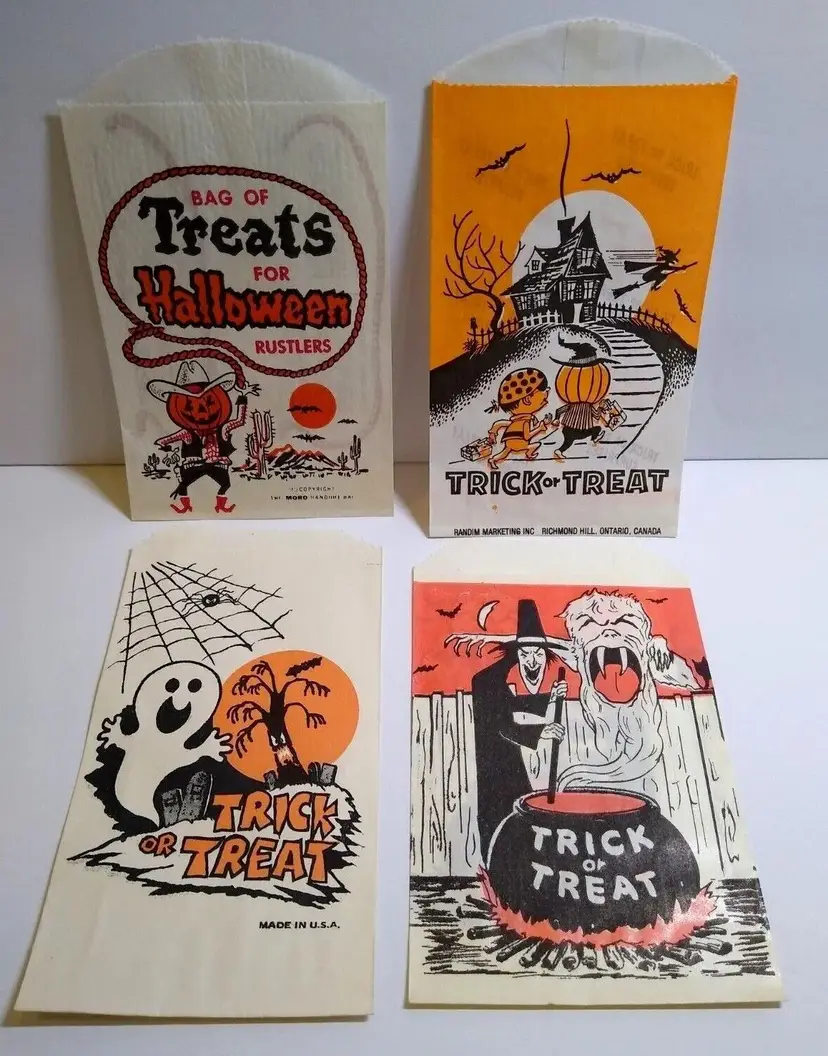 Halloween Candy Trick Or Treat Bags Ghost Spider Web Cowboy Witch Cauldron (4)