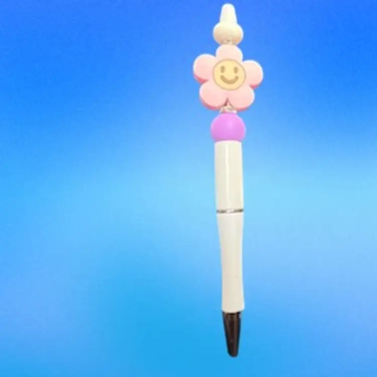 Pink Flower White Pen Handmade