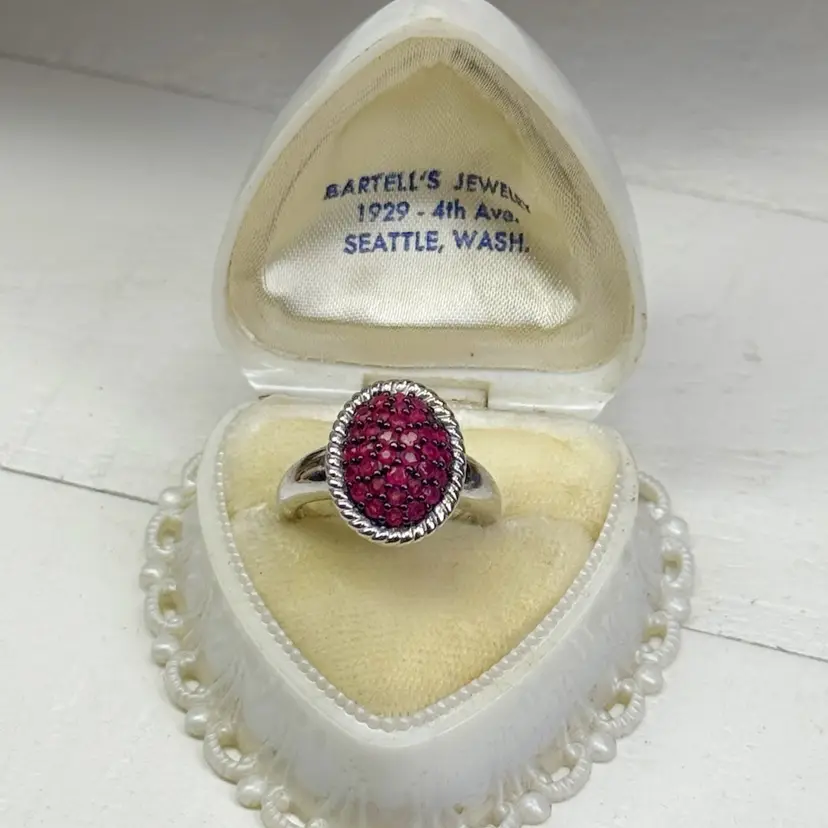 NWT Sterling Silver JS Ruby Cluster Ring Size 6