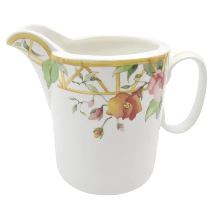 Mikasa Maxima CAM04 Parisian Trellis Creamer 3.5" White Floral, Japan,  EUC