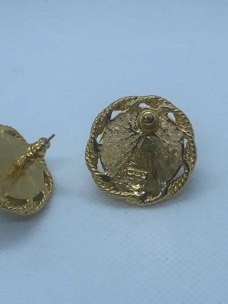 Vintage Napier Faux Pearl Pierced Earrings