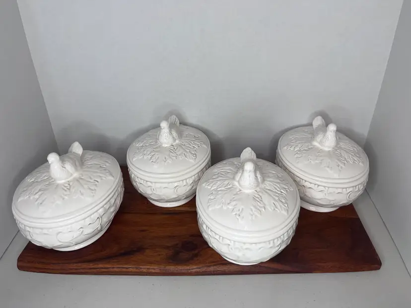 American Atelier Baroque Pheasant Soup Dish w/ Lids 5442 Ironstone Lot of 4