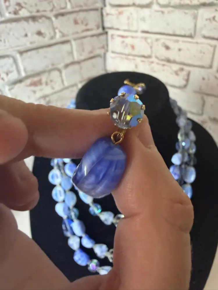 Vintage Art Deco Art Glass And Beads And Earrings As A Set