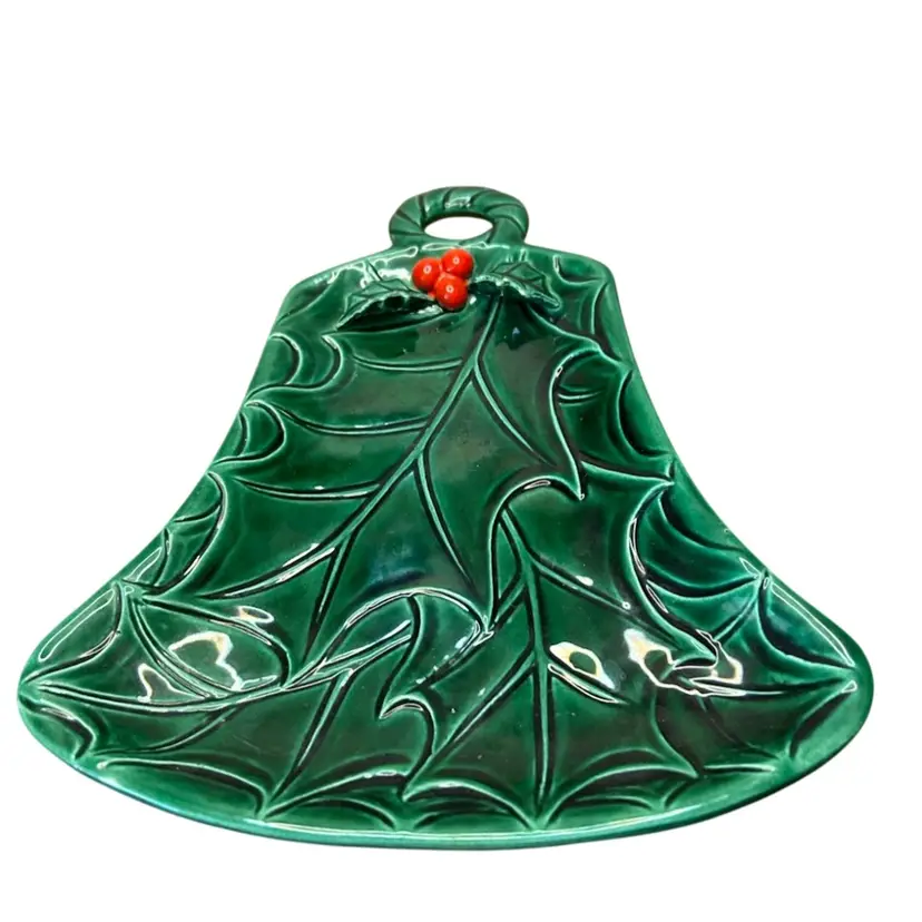 Vintage Lefton Green 8” Bell Candy Dish Numbered