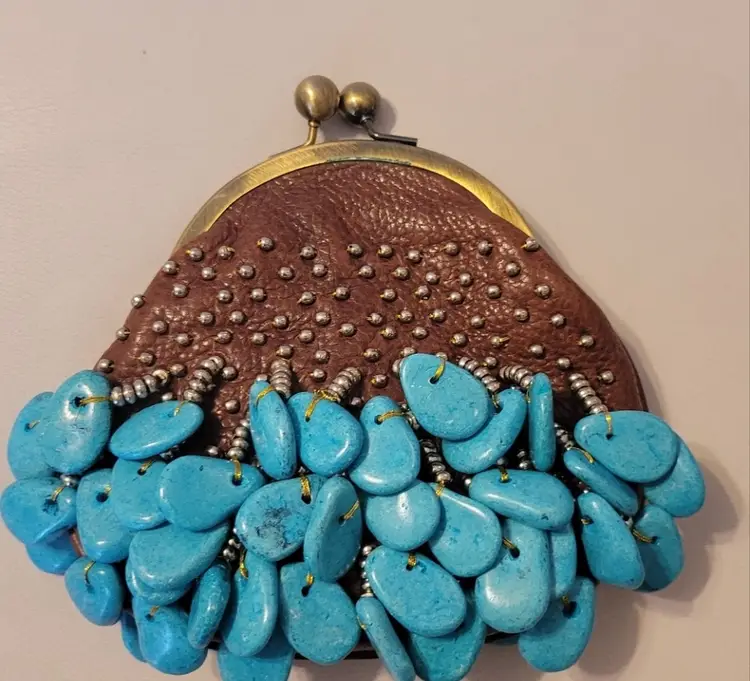 Vintage Cole Haan G series Leather Crossbody Beaded Bag