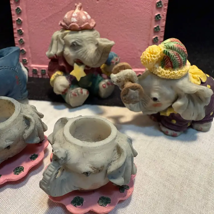 1980's Miniature Resin Circus Elephant Tea Set