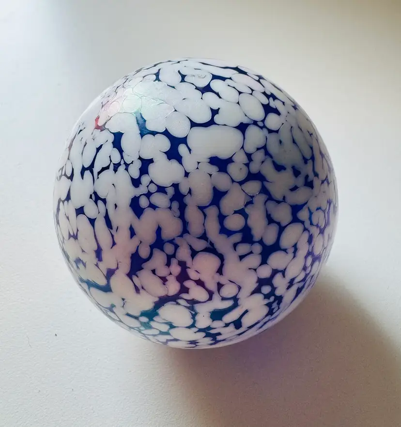 Cobalt Blue & White Glass Paperweight