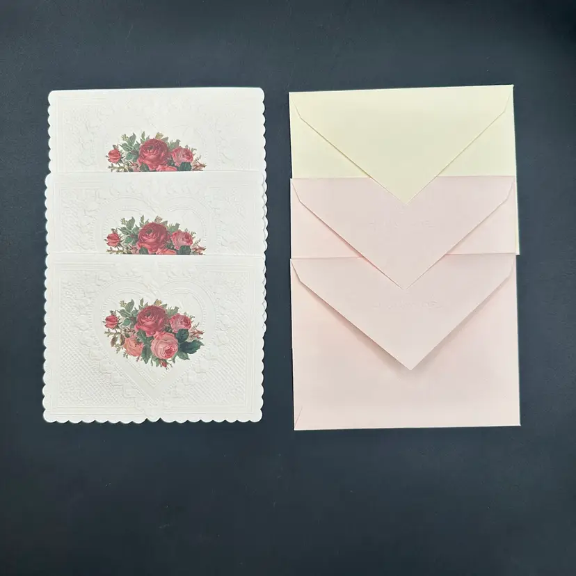 Hallmark “Victorian Valentine” Historical Collection Blank Greeting Cards, Set Of 3 W/ Envelopes, Unused