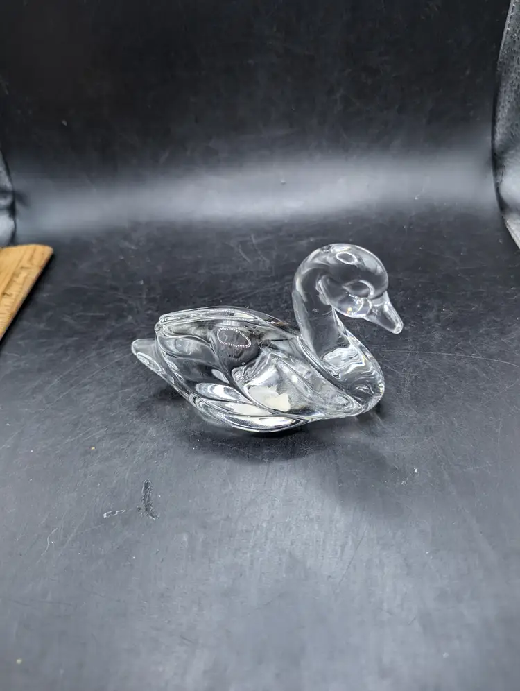 Vintage Princess House Swan Glass Paperweight Figurine
