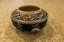 Vintage western German pottery vessel with hunting scene