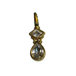 #01 - Vintage Swarovski Enhancer Pendant Clear Crystal & Gold 2”