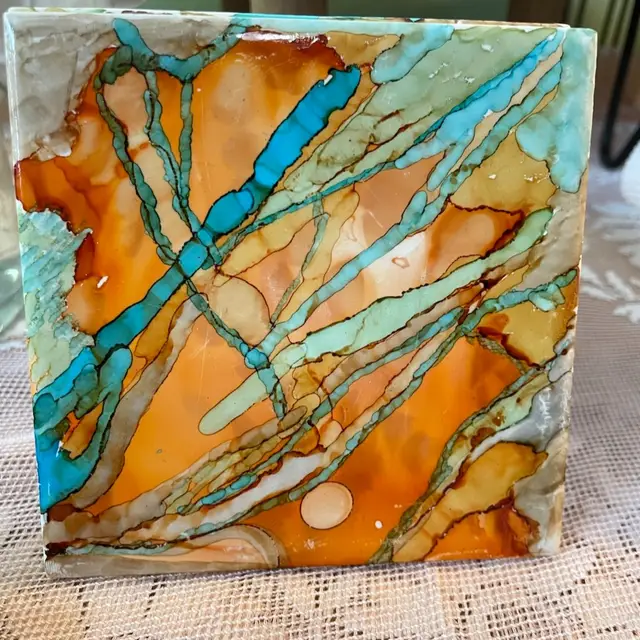 Hand Painted Alcohol Ink Tile
