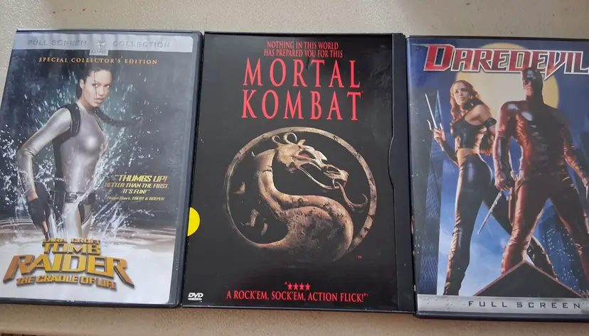 Action-Packed DVD Trio: Tomb Raider, Mortal Kombat, Daredevil