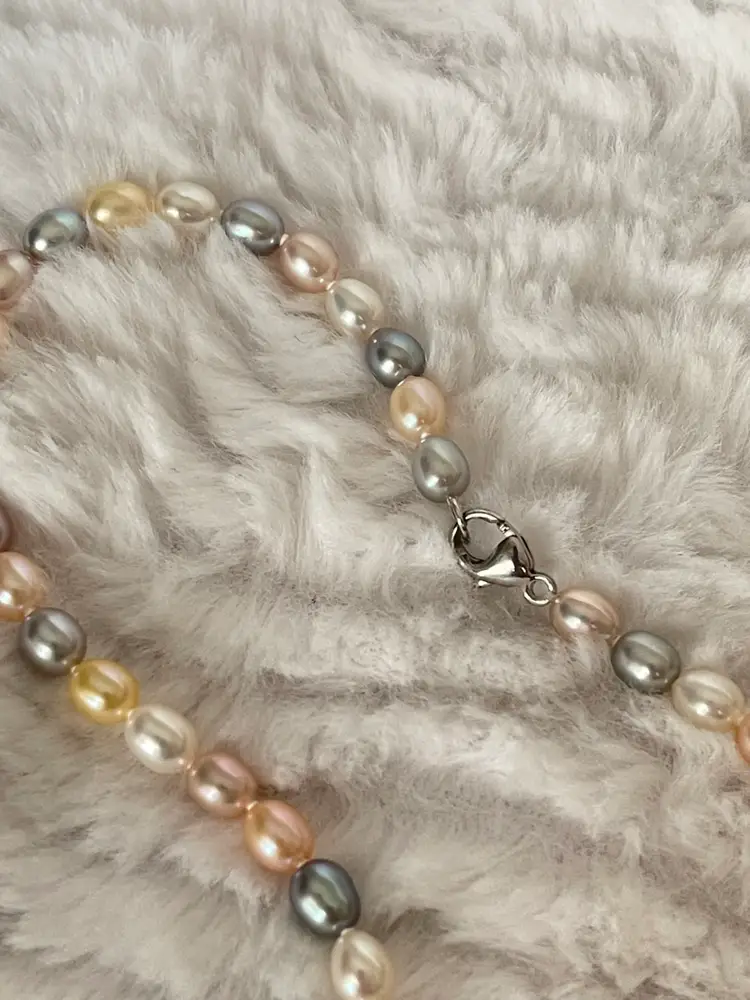 Honora Multicolor Freshwater Pearl Necklace Peach Champagne Gray 18”