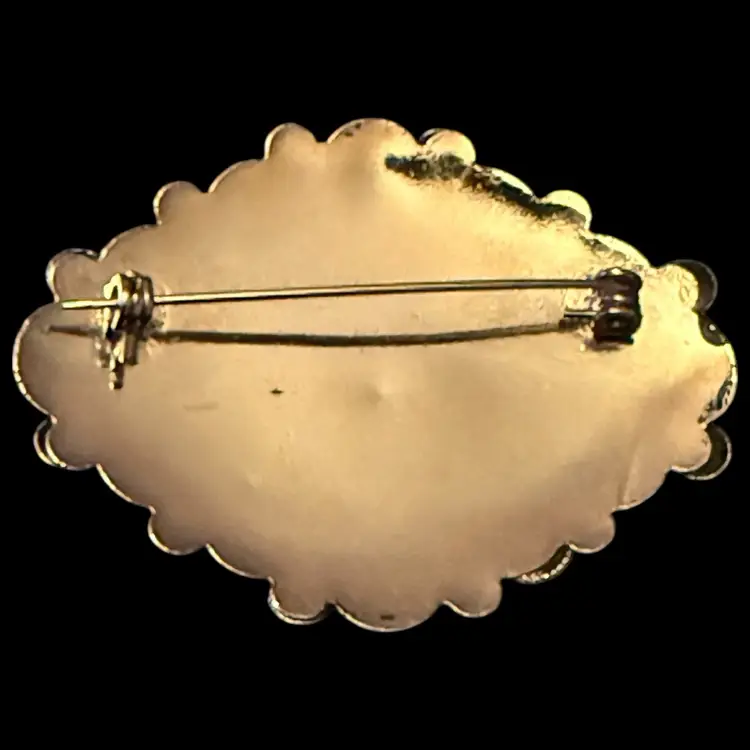 Micro Mosaic Forget Me Nots Silver Tone Brooch 2.25”