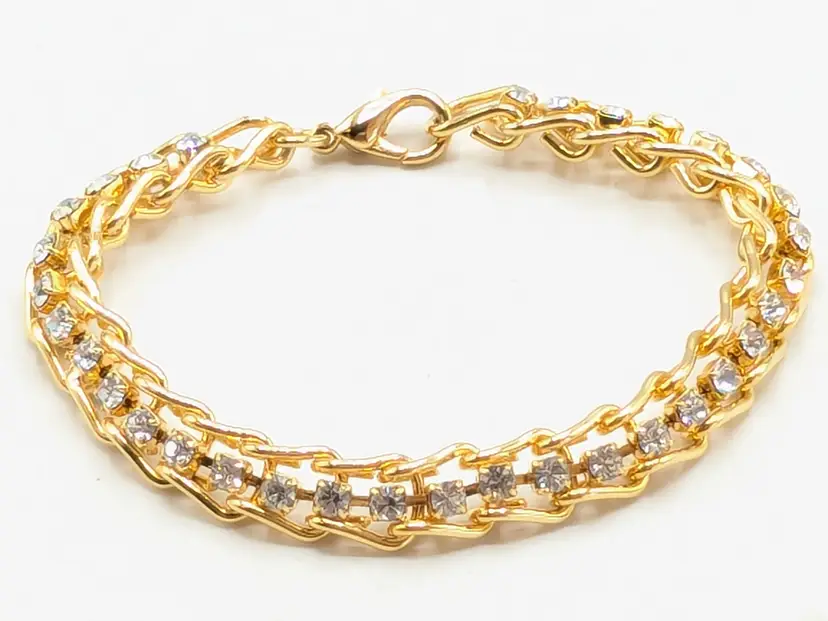 Gold Tone Rhinestone Tennis Bracelet