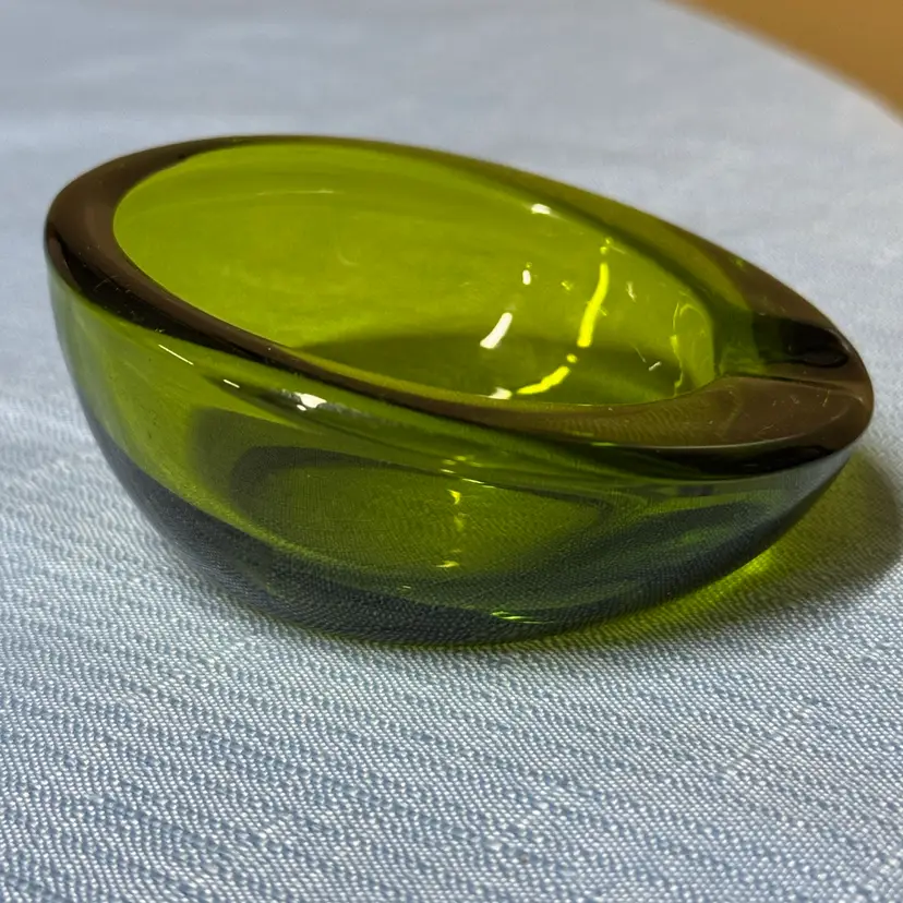 Viking  Glass Ashtray Trinket dish In Epic Green 3.5" Diameter