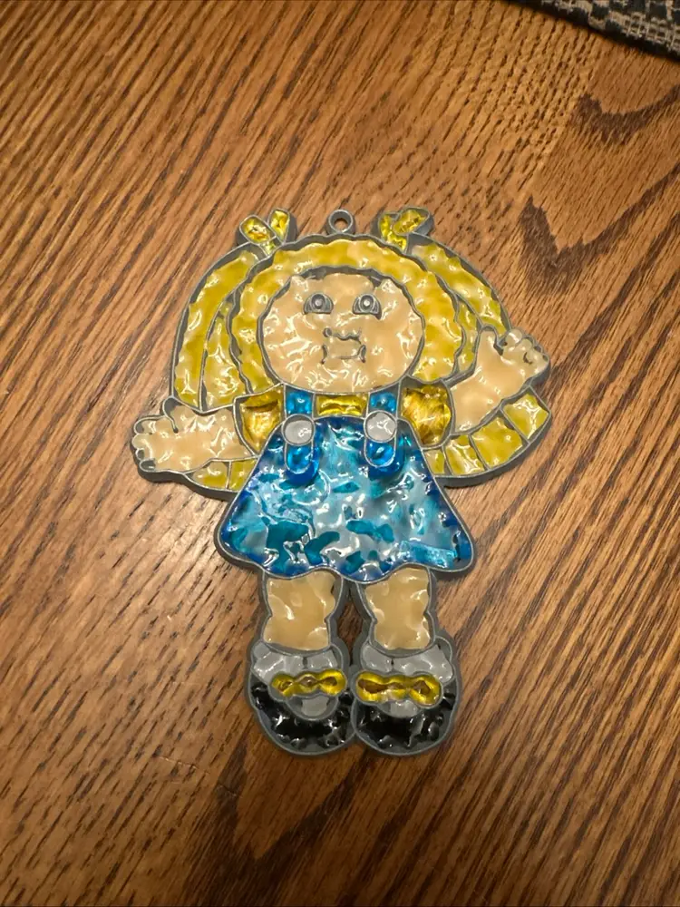 Vintage Cabbage Patch Kid Ornament Sun-Catcher- Faux Stained Glass-Blonde
