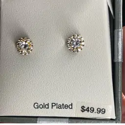 Gold Plated CZ Pierced Postback Earrings!  New Old Stock!