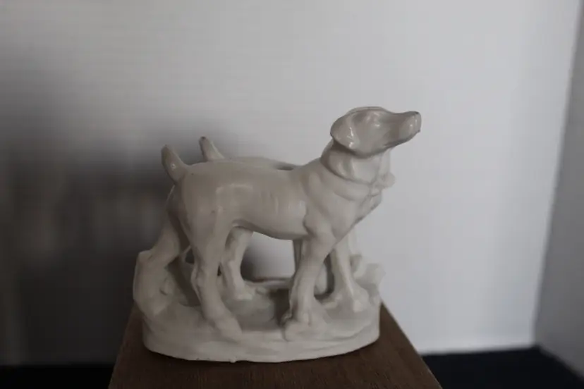 Antique Carl Scheidig Germany PY117 Bisque Porcelain Hunting Dogs Figurine