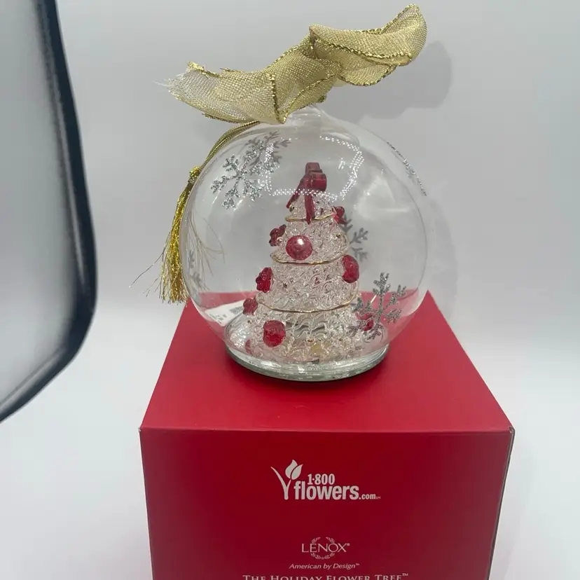 LENOX 1800 FLOWERS THE HOLIDAY FLOWER TREE WONDERBALL LIT ORNAMENT NEW WITH BOX