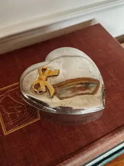 Vintage Silver Plate Heart Shaped Trinket Box