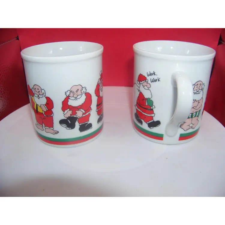 Set of 2 Vintage Papel Santa Claus Dressing Mugs