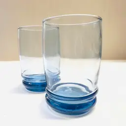 A Pair Vintage Anchor Hocking Saturn Blue Juice Cup Drinkware Barware