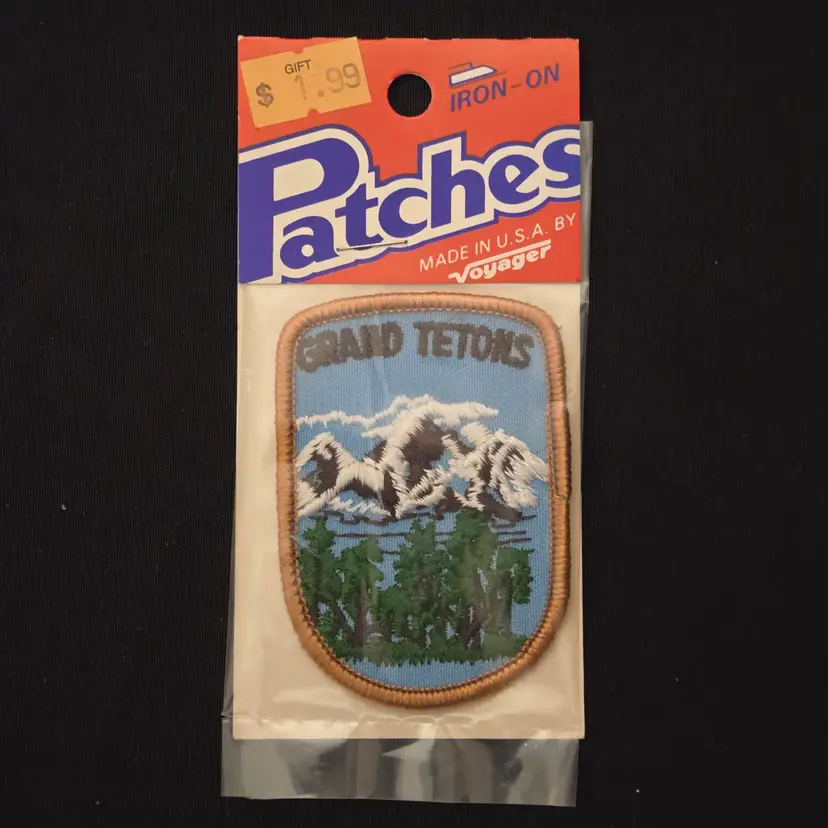 Grand Tetons Wyoming Souvenir Iron-on Patch New Unopened Package by Voyager Vintage made in USA