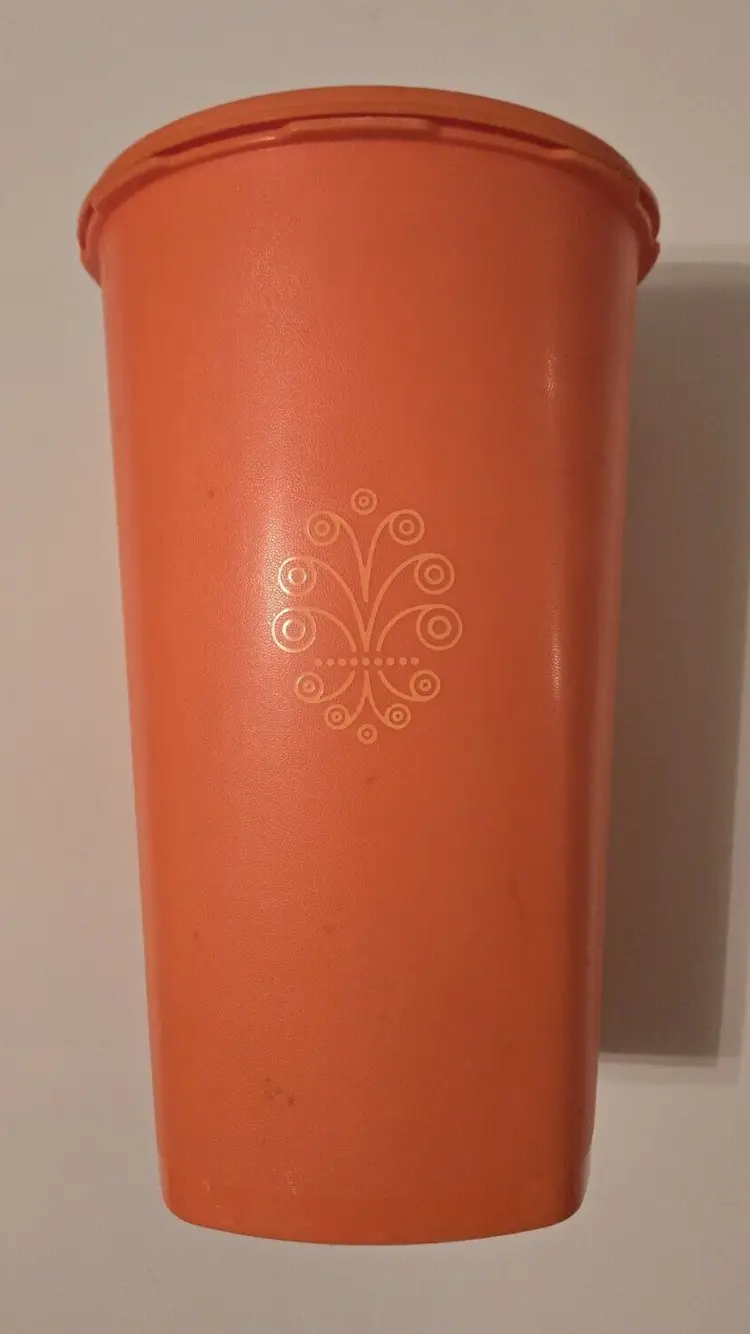 Tupperware Canister 10.5" Tall Servalier Orange w/ Lid Vintage 1222-3 (808-35)